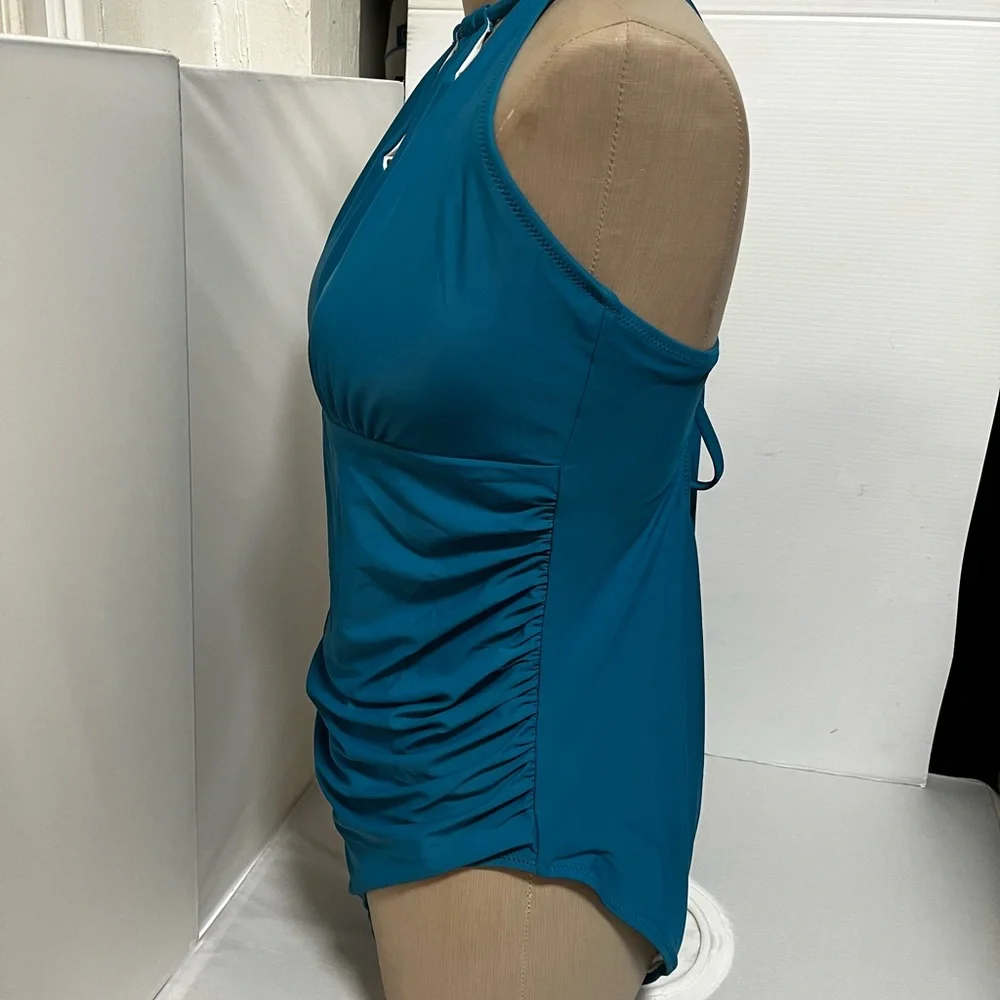 Teal Halter Neck Swimsuit - Picture 3 of 10